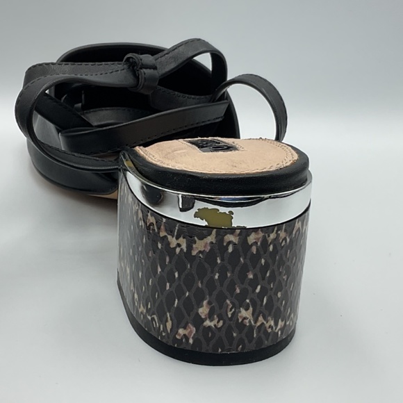 NWT Topshop Women’s Black Sandals/Long, Tie Up/Lace Up Strap/Animal Print - Picture 10 of 13